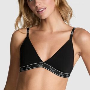 VS Pink Logo Cotton Triangle Bralette